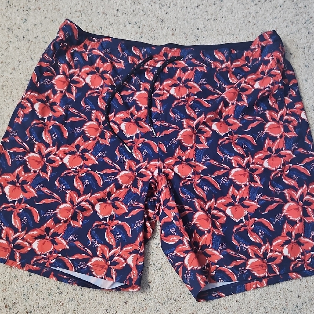 Fair Harbor Floral Board Shorts - Red and Blue